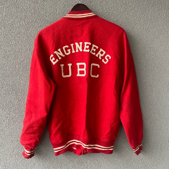 Engineers UBC,Red Wool Varsity Jacket, Unisex Clothes, Vintage Wool Jacket,Gift - Picture 11 of 11